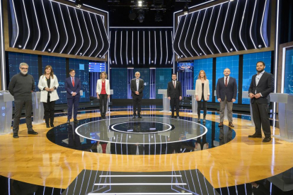 Los candidatos a las elecciones catalanas del 14-F en el debate electoral de RTVE.