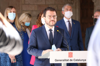 El presidente Aragonès después del primer Consel Executiu del nuevo Govern de la Generalitat.