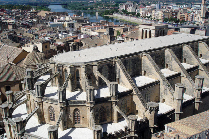 Imagen aérea de la Catedral de Tortosa.