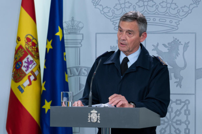 El cap de l'estat major JEMAD, Miguel Ángel Villarroya, durant la roda de premsa