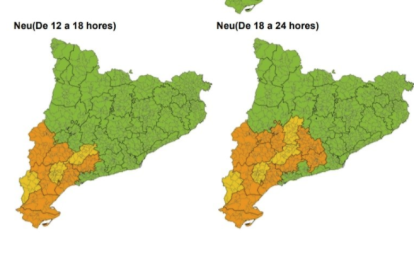 El Meteocat prevé nevadas en la mitad sur de Cataluña este jueves.