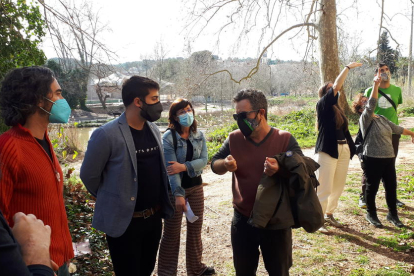 Aragonès, Pallisó i Castillo, els tres candidats d'ERC, ahir visitant el projecte del Catllar.