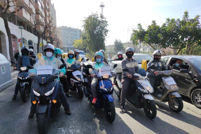 Un momento de la protesta de los 'riders'.