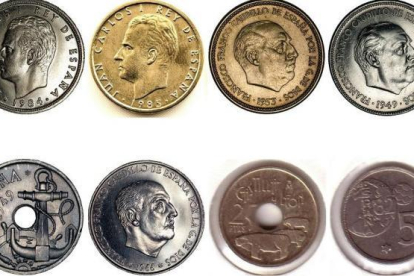Imagen de archivo de las pesetas con más valor.