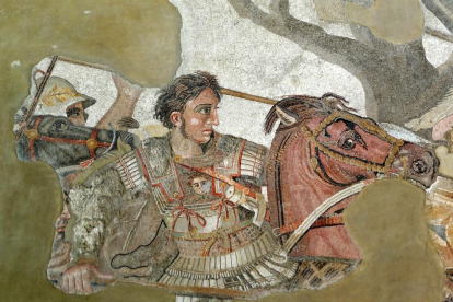 Mosàic que representa la figura del conqueridor amb el seu cavall.