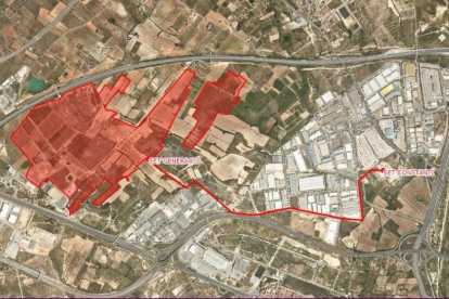Plànol de la zona que ocuparia el nou parc solar Bellisens, al municipi de Constantí.