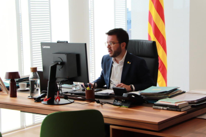 Plano medio del vicepresidente de la Generalitat, Pere Aragonès.