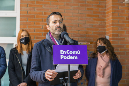 Jordi Jordan, número u dels comuns a la demarcació, en l'acte de campanya ahir a Bonavista.