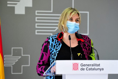 La consellera de Salut, Alba Vergés, durant la presentació de l'ampliació de l'Hospital Verge de la Cinta de Tortosa.