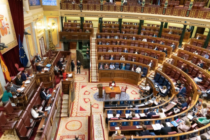 El ple del Congrés dels Diputats, durant el debat de les esmenes a la totalitat dels pressupostos de l'Estat per al 2021.