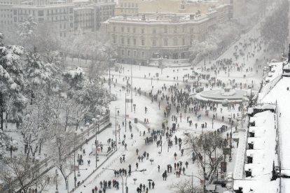 Madrid nevado durante el temporal Filomena.