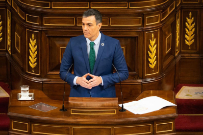 El presidente español, Pedro Sánchez, en el Congreso.