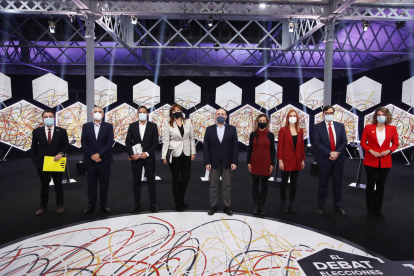Els nou candidats a la presidència de la Generalitat a les eleccions del 14 de febrer del 2021 abans del debat electoral a 'La Sexta'.