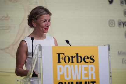 La ministra de Trabajo, Yolanda Díaz, en la Forbes Power Summit Women, que se ha celebrado este 21 de enero del 2121 en Madrid.