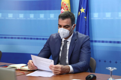 El president del govern espanyol, Pedro Sánchez, a la reunió telemàtica del Comitè Estatal de Coordinació i Direcció del sistema nacional de Protecció Civil