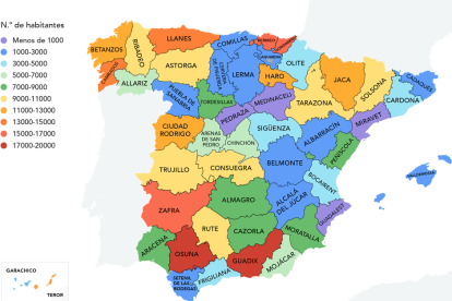 El mapa con los 50 municipios destacados por la revista de viajes.