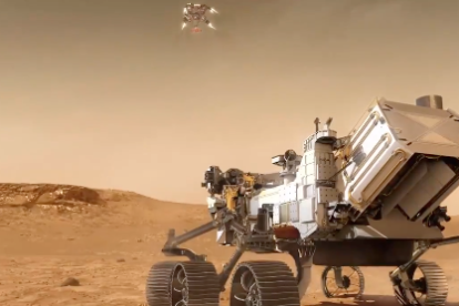 Imagen virtual del rover ya en la superficie de MArt.