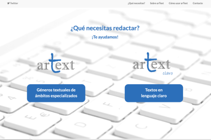 Portada de la web d'ArText desenvolupat er la UNED.