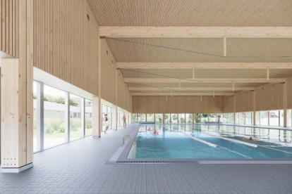 Imatge virtual del projecte que ha presentant NAM Arquitectura per cobrir la piscina.