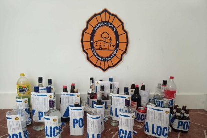 Imagen de las bebidas requisadas por la Guardia Urbana del Morell.