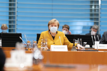 La canciller alemana, Angela Merkel, en la reunión de su gabinete este miércoles en Berlín.