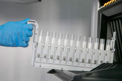 Probetas para los test PCR en un laboratorio de análisis.