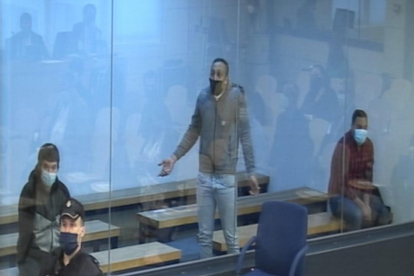 Captura de pantalla de la señal institucional del segundo principal acusada al juicio del 17-A, Driss Oukabir, durante la declaración en la Audiencia Nacional, el 10 de noviembre del 2020.