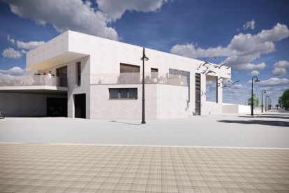 Imagen virtual del edificio de la futura lonja|palco de Deltebre.