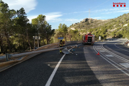 Imagen de la farola que ha obstaculizado la N-340.