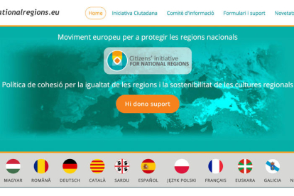 Captura de pantalla de la pàgina web de NationalRegions.eu, una iniciativa ciutadana per protegir les regions nacionals