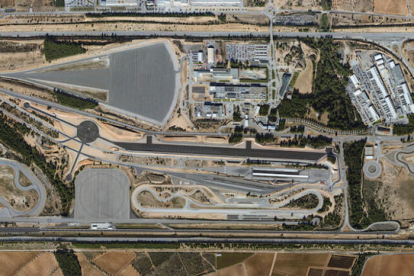Vista aèria dell circuit de l'empresa Idiada a la Bisbal del Pênedès.