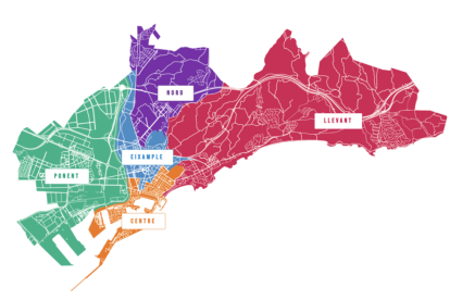 Imatge de la divisió territorial escollida per tirar endavant el projecte dels Consells de Districte.