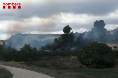 Imatge de la zona que ha patit l'incendi a l?Espluga de Francolí, en direcció a Senan.