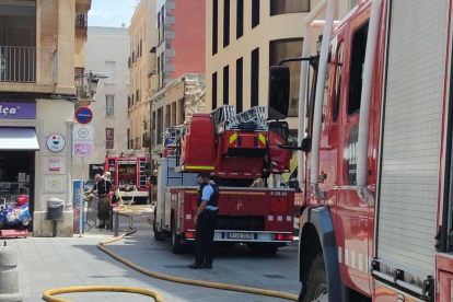 Imatge dels Bombers i Mossos d'Esquadra al lloc de l'incendi.