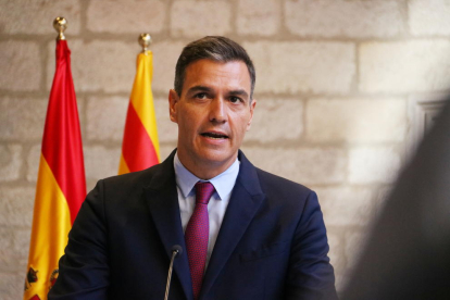Primer plano del presidente del gobierno español, Pedro Sánchez.