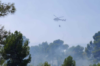 Imagen de un medio aéreo actuando en el incendio del Sant Salvador.