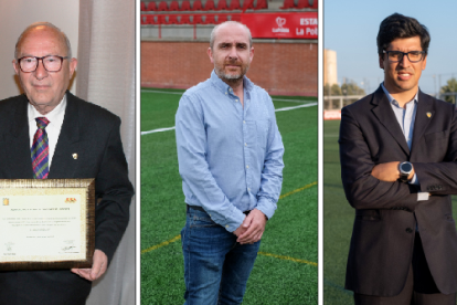 Los últimos tres presidentes del CF Pobla de Mafumet, Josep Mir, Iván Carrasco i Alejo de Alfonso.