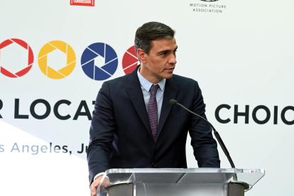El presidente del gobierno español, Pedro Sánchez, en un acto durante la suya gira de tres días por los Estados Unidos.