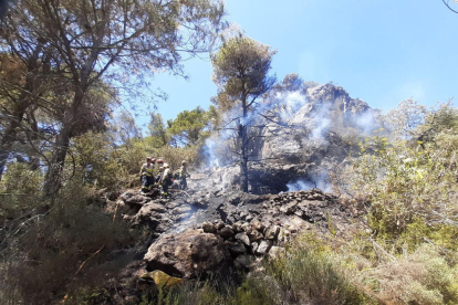 Controlado un incendio de vegetación forestal próximo al coll de la Creu en el Arbolí