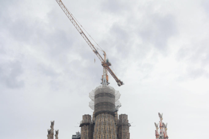 Imatge de l'estat de les obres de la Sagrada Família.