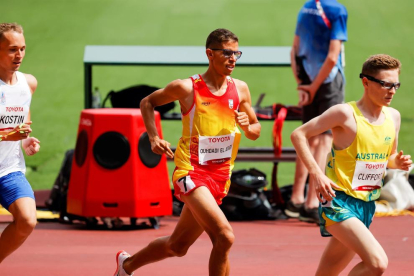 El atleta tortosí Yassine Ouhdadi durante la prueba.