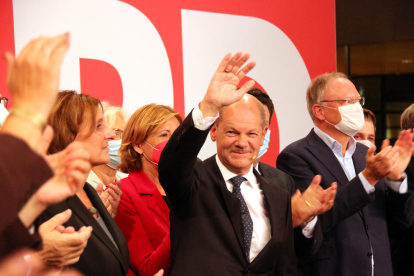 Plano medio del candidato del SPD, Olaf Scholz.