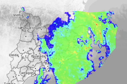 El radar del Meteocat indica cómo la borrasca ya se aleja del sur de Catalunya.
