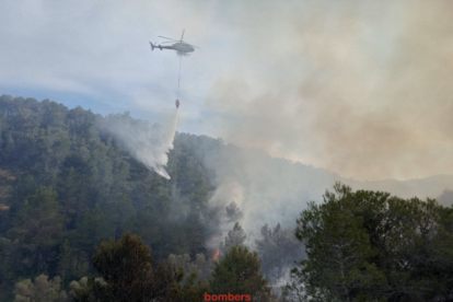 Imatge de l'operatiu per a apagar l'incendi a Ascó.