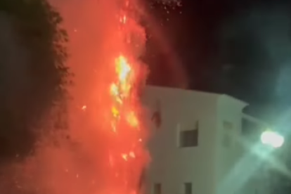 Imatge de l'arbre en flames.