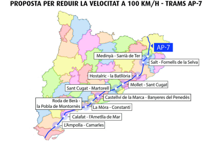 El Servei Català de Trànsit proposarà limitar la velocitat en aquests deu trams de l'AP-7.