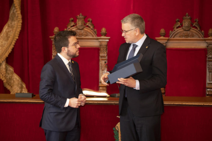 El alcalde de Tarragona, Pau Ricomà, con el presidente de la Generalitat, Pere Aragonés.