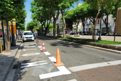 Una de les noves zones d'aparcament a la Rambla Nova.