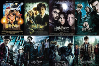 Imatge de les vuit pel·lícules de Harry Potter.