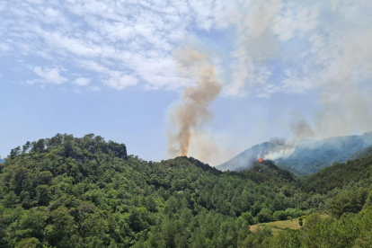 Imagen del incendio que se ha declarado entre la Riba y Farena.
